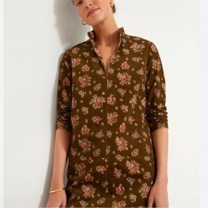 Tuckernuck Brown Floral Button Down Corduroy Shirt Dress, NWT